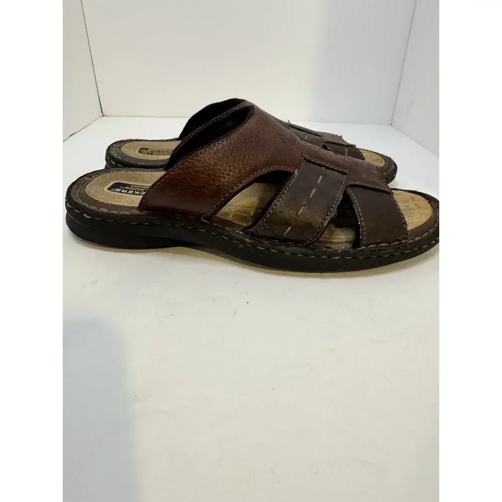 Dockers All Motion Comfort Men’s Leather Slip-On Sandals Two-Tone Brown Sz 10